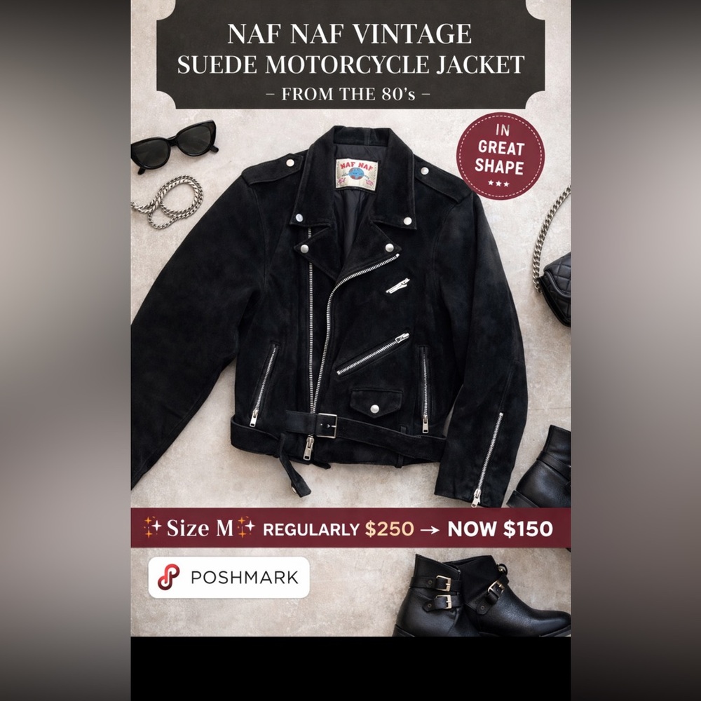 Naf naf vintage suede motorcycle jkt from the 80’s in great shape